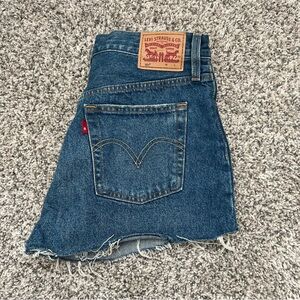 Levi's Blue Denim Frayed Shorts
